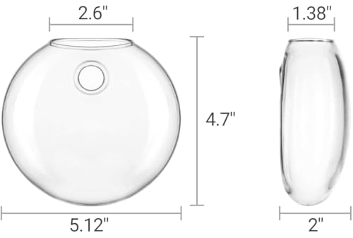 Mkono Wall Hanging Planter Propagation Station Glass Flower Vase for Hydroponics Plants, Bathroom, Home Office Living Room Decor Gift, Oblate Set of 4 - Image 4