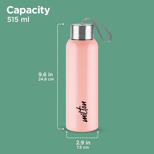 Image of Milton Halo 600 Steel Thermoware, Inner Steel, PU Insulated, Leak Proof Water Bottle for School Kids, Office, Gym, Easy to Carry Strap, 500 ml, Pink