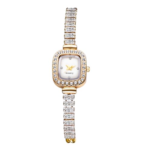 JewelryWe Montre Femme Bracelet Fantaisie: Montre Carré Diamant Strass Analogique Quartz avec Cadran Brillant Échelles Points et Bracelet Fin Élégante- Cadeau Femme...