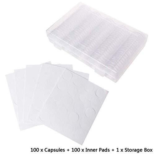 100 cápsulas para monedas con caja organizadora transparente miniatura 4