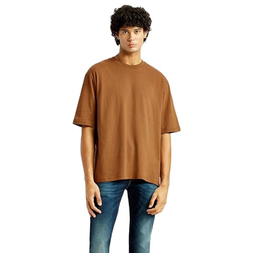 Image of Levi's Men's Solid Loose Fit T-Shirt (A7900-0043 Brown