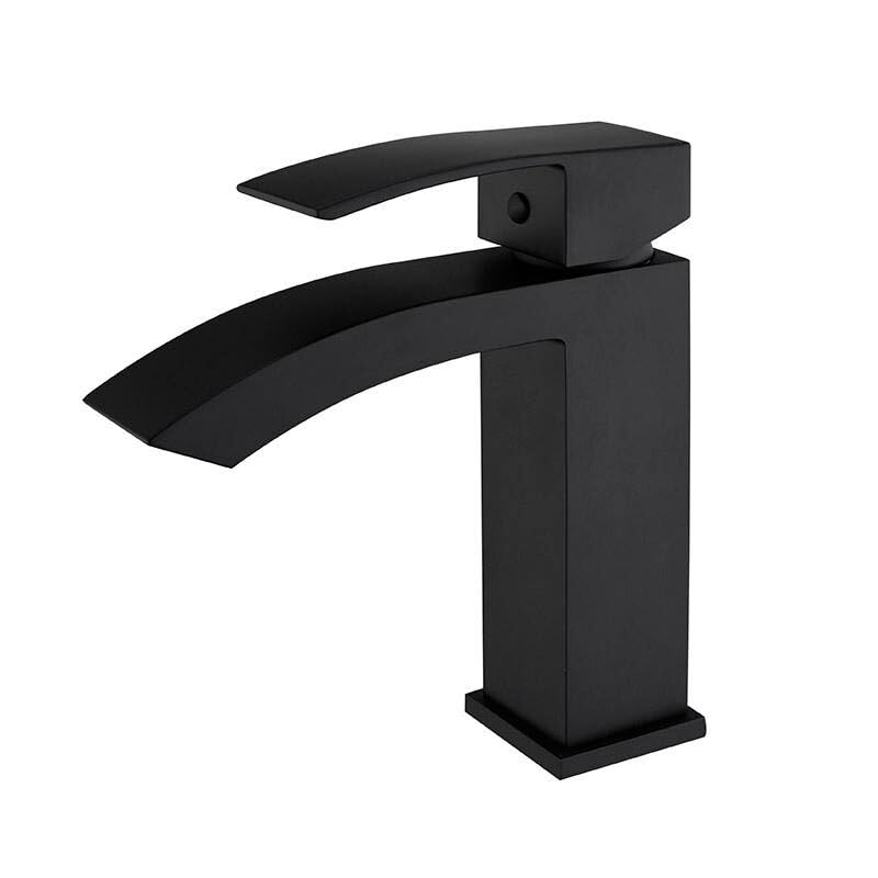 Robinet lavabo cascade noir mat au design contemporain épuré