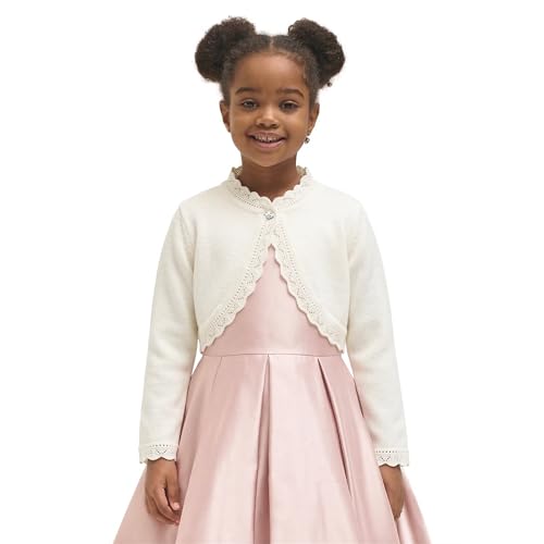 Image of Lilax Little Girls' Knit Long Sleeve Button Closure Bolero Cardigan Shrug