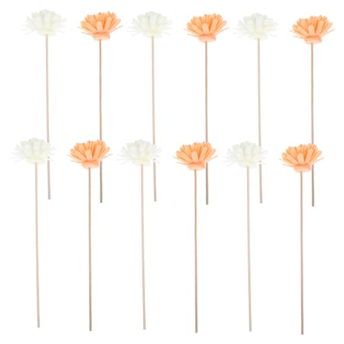 Healeved 12pcs Flower Rattan Diffuser Sticks with Realistic Faux Flowers for Home Fragrance and Decor Continuous Scent Release for Living Room Office and Spa Use