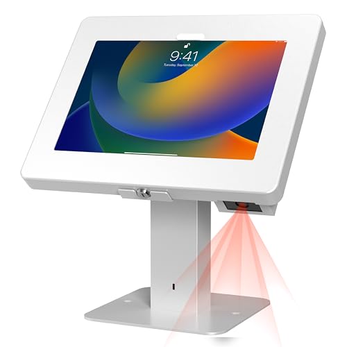 CTA Digital Sleek Rotating POS Desk Mount with Security Enclosure and Barcode Scanner for iPad 10th Gen A16, iPad Air 11
