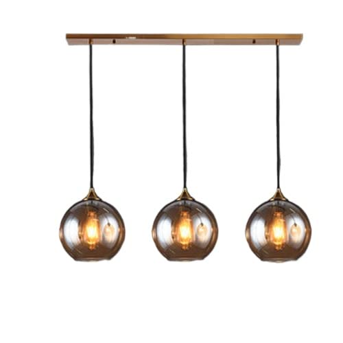 Suspension design dorée verre soufflé 3 globes élégants