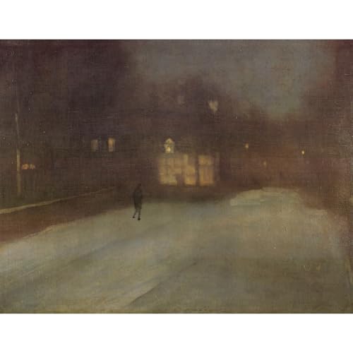 Nocturne grise et neige dorée toile Whistler grand tableau décoration maison bureau