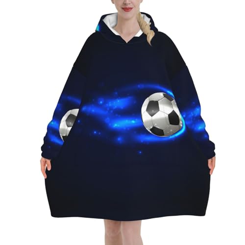 Sweat à capuche couverture ballon de foot en feu pour des soirées cocooning réussies