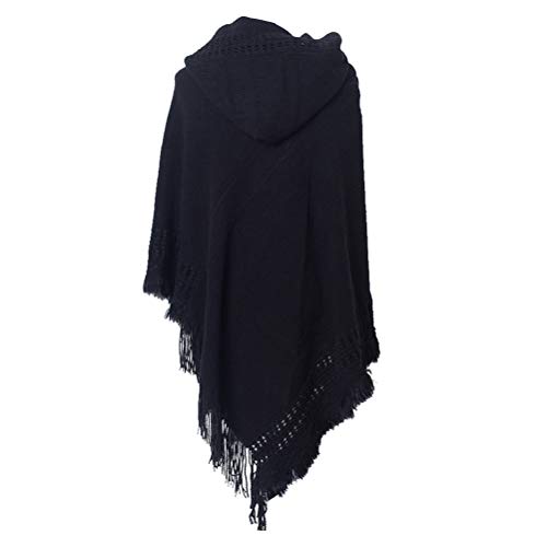 Écharpe femme noir anti-courants d'air avec capuche enveloppante en tricot chaud