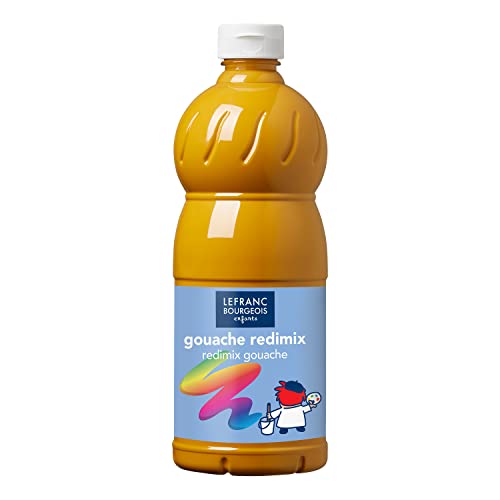 Lefranc Bourgeois - Gouache liquide Redimix pour enfants - Bouteille 1L - Ocre jaune