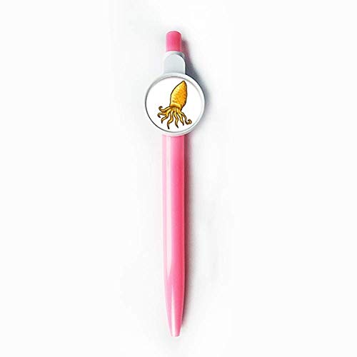 Stylo à bille rétractable bleu pointe moyenne à motif pieuvre jaune amusant