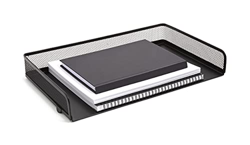 Staples TRU RED Side Load Stackable Metal Letter Tray, Matte Black, 2/Pack (TR57564-CCVS)