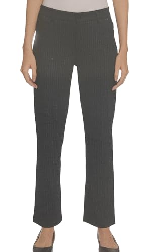 Image of DKNY Jeans Womens Midweight Straight Leg Ponte Pant (US, Alpha, Large, Regular, Regular, Black Stripe), Black Stripe