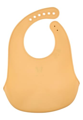Sterntaler Silikon Lätzchen Giraffe Kaya – Lebensmittelecht – Abwischbar & spülmaschinengeeignet – Mit Auffangfach für weniger Essensreste – Verstellbar für Babys & Kleinkinder, ocker