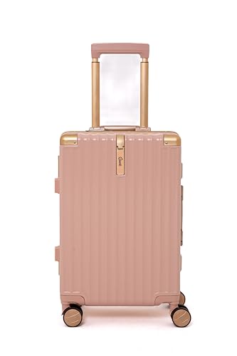 Mala de Viagem em Policarbonato de Alta Resistência, 360 Graus Rodas Giratórias, Moldura de Alumínio à Prova de Água, 2 Cadeados TSA, Divisória Interna (Rosa, Único)