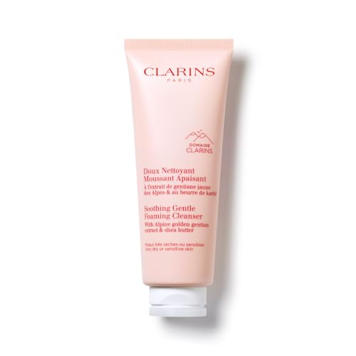 Clarins Soothing Gentle Foaming Face Cleanser | Cleanses, Soothes, and Comforts | Contains Nourishing Shea Butter | Soap-Free| SLS-Free| Very Dry or Sensitive Skin Types | 4.2 Ounces (Pack of 1)