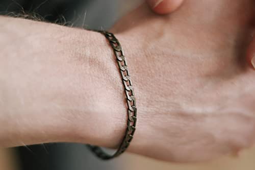 Bronze Links Chain Bracelet For Men, Flat Cuban Chain, Groomsmen Gift, Gift For Him, Mens Jewelry, Gift For Boyfriend, Minimalist Jewelry #TOP3