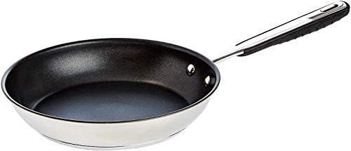 Amazon Basics Stainless Steel Non-Stick Induction Frying Pan - with Soft Touch Handle, PFOA&BPA Free - 24 cm