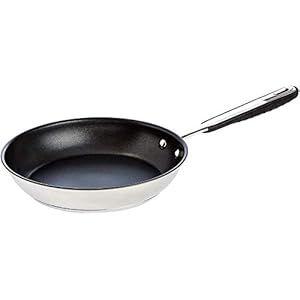 AmazonBasics Stainless Steel Induction Non Stick Frying Pan, 24 cm, with Soft Touch Handle