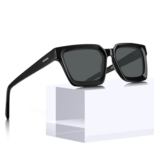 AVAWAY Trendy Polarized Sunglasses for Women UV400 Protection, Square Acetate Unisex Anti-Glare for Driving, Travel
