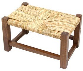 SGABELLO BASSO POGGIAPIEDI LEGNO c/paglia