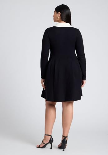 ELOQUII Women's Plus Size Collared Sweater Dress with Buttons3