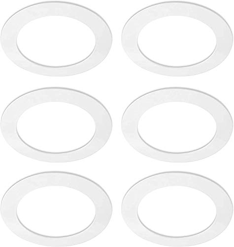 🛒 Flash Sale OhLectric Goof Ring for Wall - LED Light Goof Ring for Ceiling and Wall Fixtures - Pack of 6 Recessed Trim Ring for Lights - Circular Ceiling Ring (White, 6" Goof Ring)