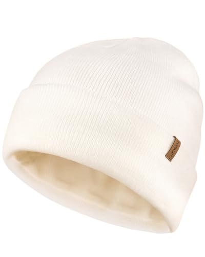Image of FURTALK Mens Beanie Fleece Lined Winter Hats Double Layered Stylish Knited Cuffed Plain Hat
