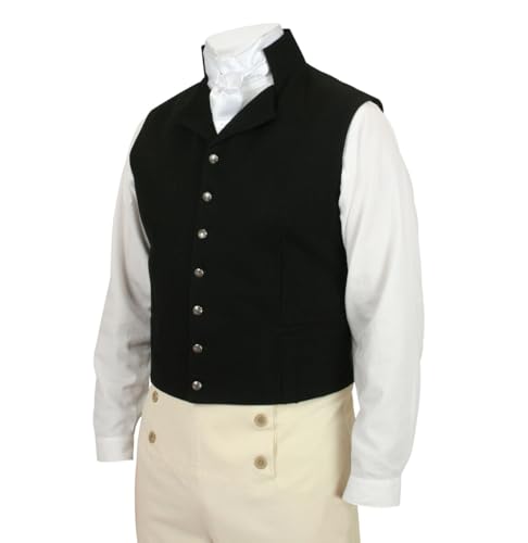 Historical Emporium Men's Regency High Collar Dress Vest, Soft Cotton Dress Fairfax Waistcoat3
