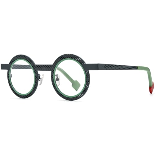 Image of FONEX Colorful Pure Titanium Glasses Frame Women Retro Round Eyeglasses