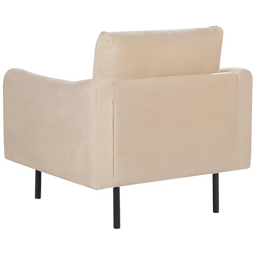 Poltrona Moderna In Velluto Beige Con Gambe Nere Stile Retrò Moderno - 5