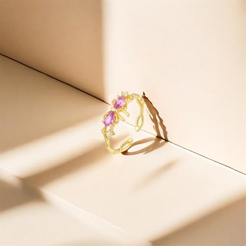 Anillos de compromiso de oro amarillo de 9K y 14K con morganita de pera para mujer 3