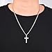 Fiusem Silver Tone Cross Necklace for Men, Mens Cross Necklaces with 3.5mm Chain and Stainless Steel Pendant Small, Cuban Chain 20 Inch