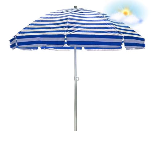 YNJJKA Parasol Pliable Plage Compact Pour De Jardin Extérieur Hauteur Réglable Balcon Terrasse Marché Grand Fixe Ombrelle 8 Baleines, Avec Sans Pied 220CM 2M 2.5M(Bleu,1.75m-5.7ft/With Base)