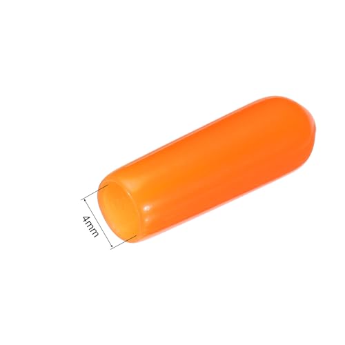 Image of MECCANIXITY 50pcs 4mm Rubber End Caps Cover PVC Vinyl Screw Thread Protector Round Wire Shelf Caps for Screw Bolt Pipe Fence Post, Orange
