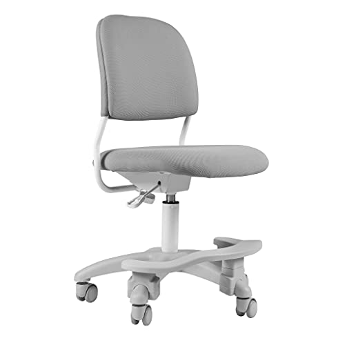 Ergonomic Kids Desk Chair, Child's Children Student Study Office Computer Chair, Adjustable Height and Seat Depth, Detachable Footrest and Lumbar Support (Grey, W/Chair Slipcovers)