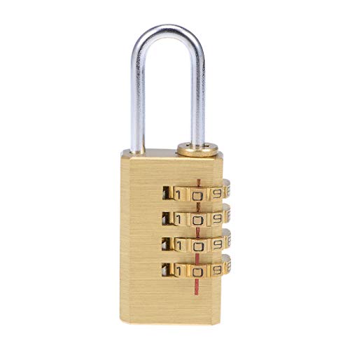 Image of uxcell 4 Digit Combination Padlock Brass Lock 3mm Shackle Dia 21mm Body Width Weatherproof Fence Gate Gym Locker Lock for Travel Outdoor