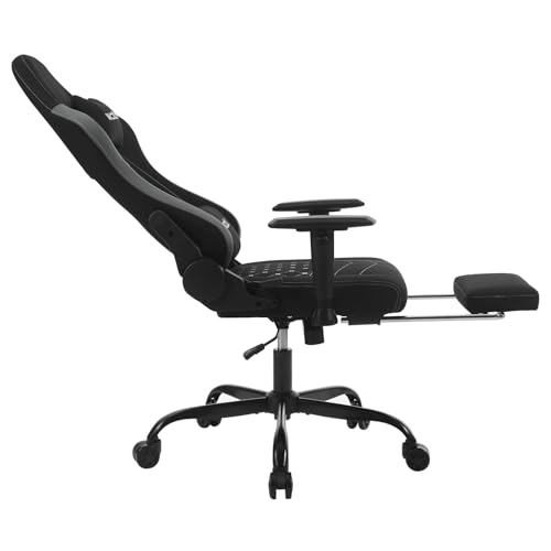 Sedia Gaming con Massaggiatore, Poltrona Ufficio Ergonomica, Sedia da Scrivania reclinabile, Poggiatesta,Supporto Lombare, 150 kg, Tessuto tecnologico, Nero+Grigio - Sedia gaming - Immagine 8