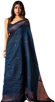 KWINLESS Embroidery Saree With Unstitched Fancy Work Blouse Piece Saree For Women. (C, FREE)
