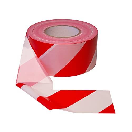 PROlac Absperrband Stabil & Reißfest Flatterband für Gefahrenstellen Universelles Markierungsband Widerstandsfähig Auffällig Warnband ideal für Außenbereich (Rot/Weiß 500 Meter)
