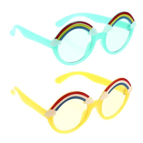 Beaupretty 2pairs Lightweight Boys and Girls Sunglasses Round Frame Adorable Rainbow Pattern Fun Stylish for Boys Girls