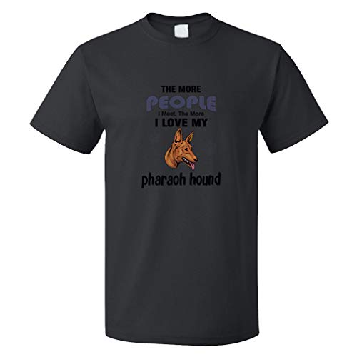 Custom Funny Graphic T Shirts for Men More People Meet Love Pharaoh Hound Dog Cotton Top Black Design Only 3X Large