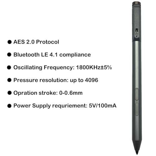 Image of Pen Pro for Lenovo Pen Pro Compatible with ThinkPad X1 Extreme, Pen Pro for Lenovo ThinkPad P52, ThinkPad X1 Tablet Gen 3 (20KJ,20KK),AES 2.0 Protocol, Black