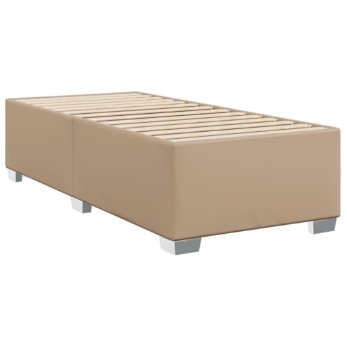 vidaXL Bettgestell, Bettrahmen mit Lattenrost, Polsterbett Bett für Schlafzimmer, Einzelbett Schlafzimmerbett, Cappuccino-Braun 90x200cm Kunstleder