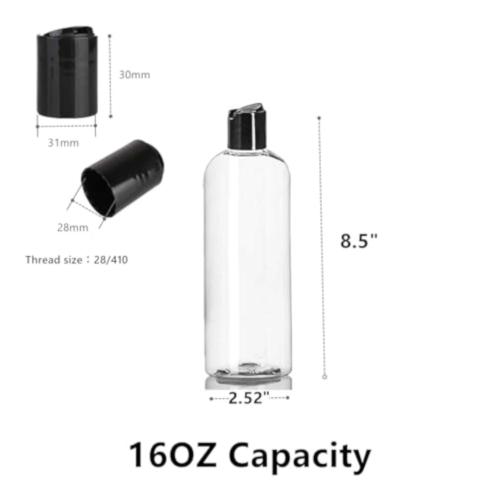 20 Pack 16oz Clear Plastic Empty Bottles