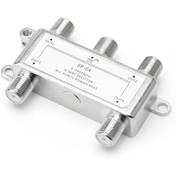 Rozdzielacz BKSAT 4-krotny, wzmacniacz satelitarny 5-2400MHz, rozdzielacz satelitarny obsługuje Dvb-S/S2, Dvb-T/T2, Dvb-C/C2 HDTV i UHD 4K, rozdzielacz antenowy 4-krotny do satelitów telewizyjnych i