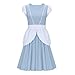 FOCUSOUL Women Princess Twirl Dress Blue Skirt Round Neck Gown Halloween Party Cosplay Dress Up Costume Outfit (Medium)