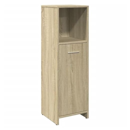 vidaXL Badezimmerschrank, Badschrank mit Stauraum, Hochschrank für Badezimmer, Beistellschrank Badmöbel, Sonoma-Eiche Holzwerkstoff