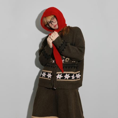 Scarfs for Women 2 in 1 Hooded Hat Scarf Thick Wrap Shawl Crochet Knit Pullover Neckwarmer Windproof for Winter Fall3