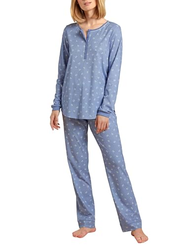 Calida Damen Sweet Dreams Pyjamaset, Provence Blue, 36-38